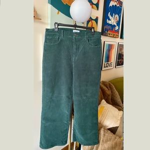 Studio Blue - 32 - Cropped Wide Leg Corduroy Pants in Emerald Green